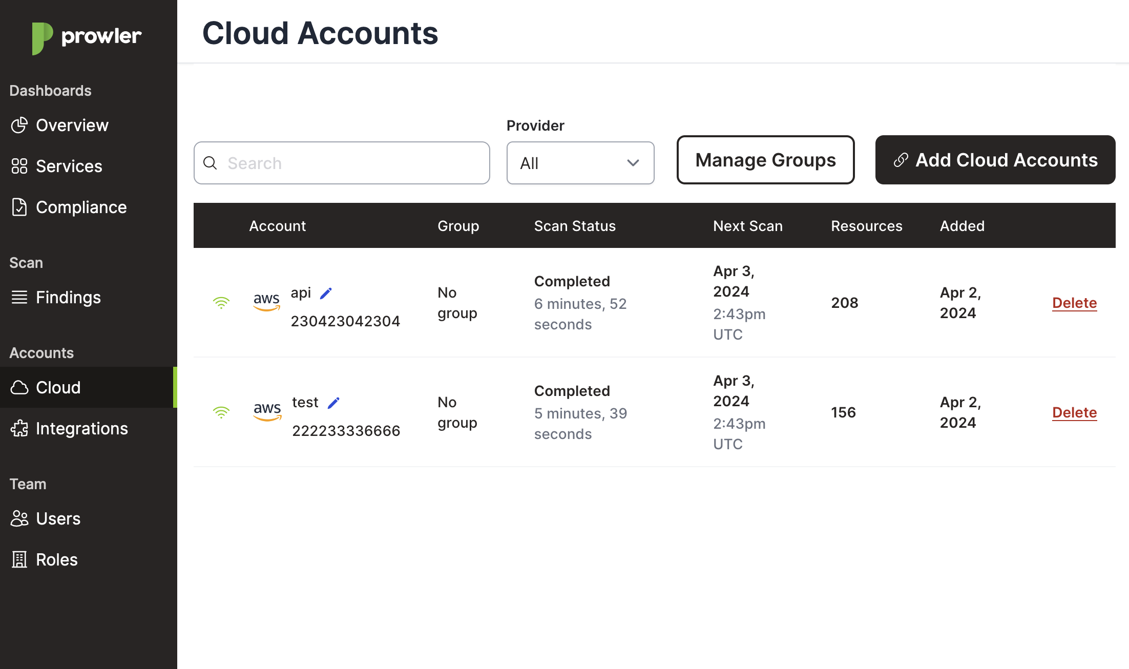 Manage Cloud Accounts