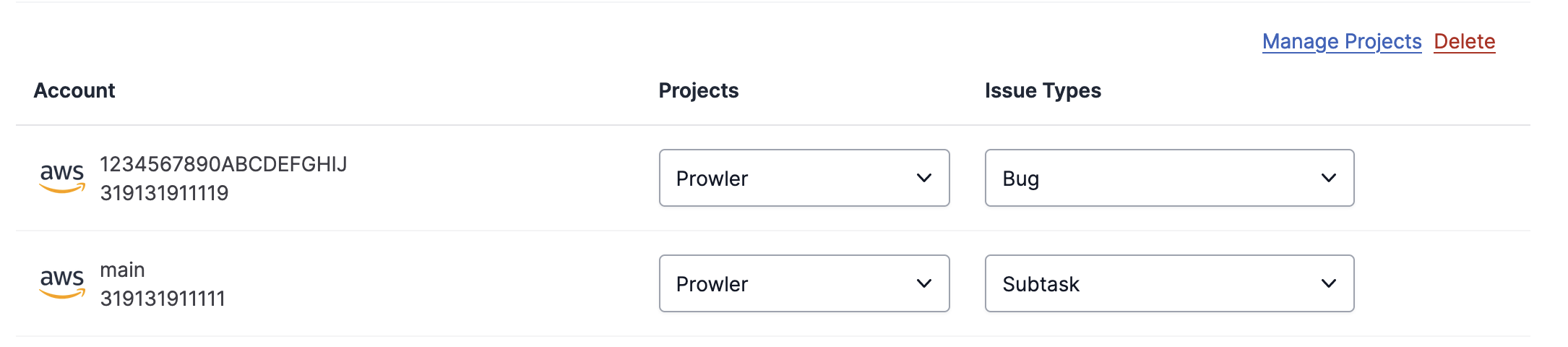 Jira Select Projects and Issues