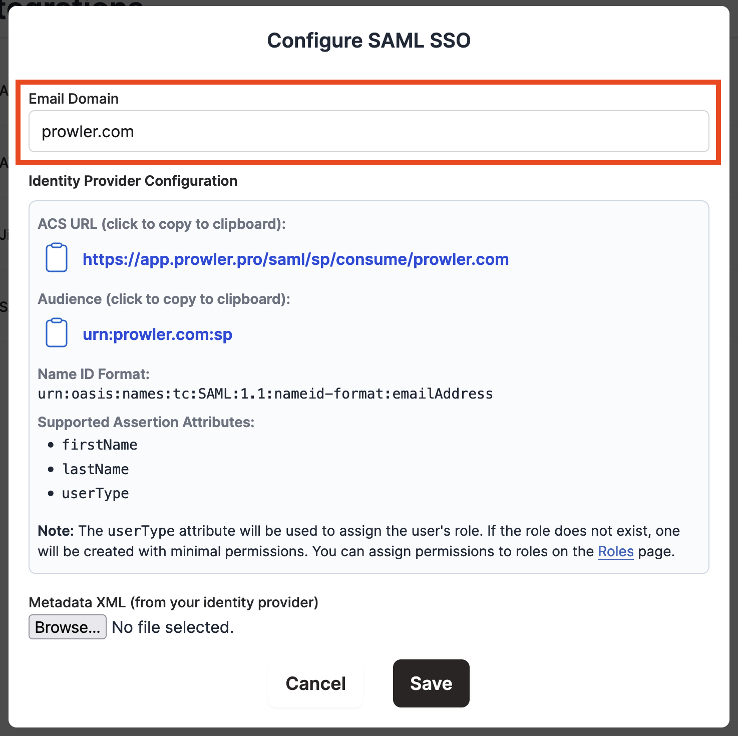 Enter Email Domain